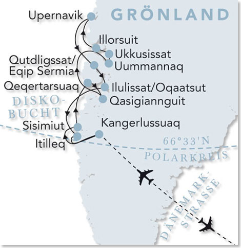 Die Route Ihrer Reise „Arktische Entdeckungsreise”. 