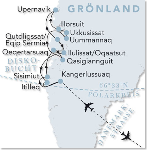 Die Route Ihrer Reise Arktische Entdeckungsreise. 