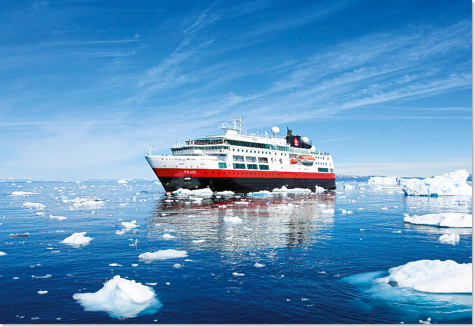 Die MS FRAM von Hurtigruten ist Ihr Zuhause auf diesen Expeditionen in der Arktis  hier ist sie in der Diskobucht in Westgrnland.