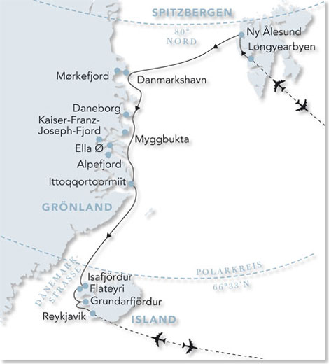 Die Route Ihrer Reise „Expedition Nordmeer”.