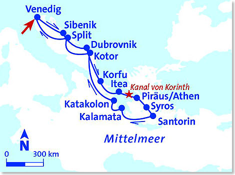 Die Route Ihrer Reise Den Juwelen Griechenlans auf der Spur.