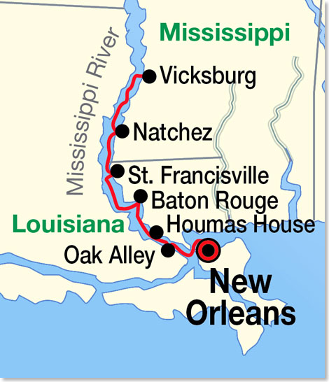 Die Route Ihrer Reise New Orleans Round Trip.