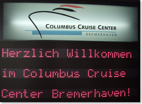 Leuchtschrift-Anzeige im CCCB Bremerhaven.