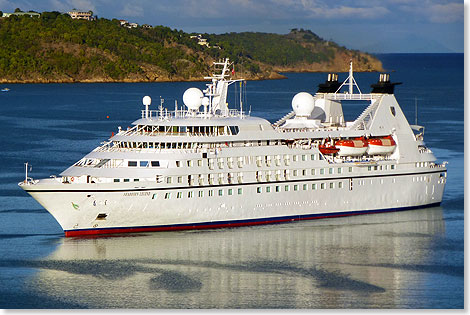 Die im Jahr 1992 bei der Seebeck-Werft in Bremerhaven erbaute SEABOURN LEGEND (im Bild 2013 in Antigua) wird im kommenden Frhjahr als STAR LEGEND zu Windstar Cruises wechseln.
