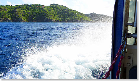 Im Tenderboot gehts zum Hafen von Gustavia, der Hauptstadt der Insel St. Barths ...
