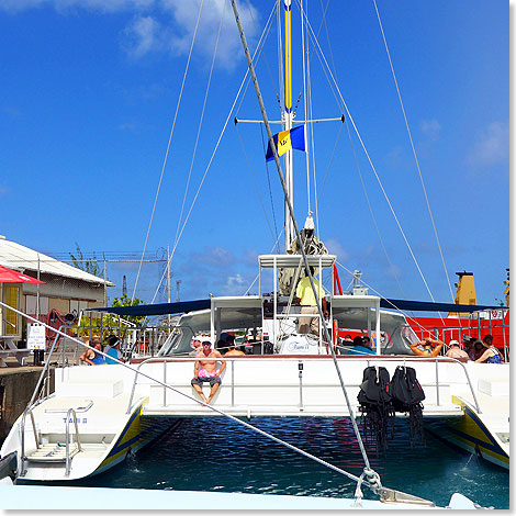 Die Kste von Barbados lsst sich herrlich entspannt bei einer Katamaran-Tour entdecken.