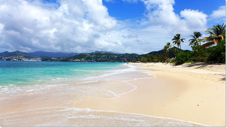 Grand Anse Beach in Grenada gehrt wohl zu den schnsten Strnden der Welt und ist vom Hafen aus am schnellsten mit dem Wassertaxi zu erreichen.