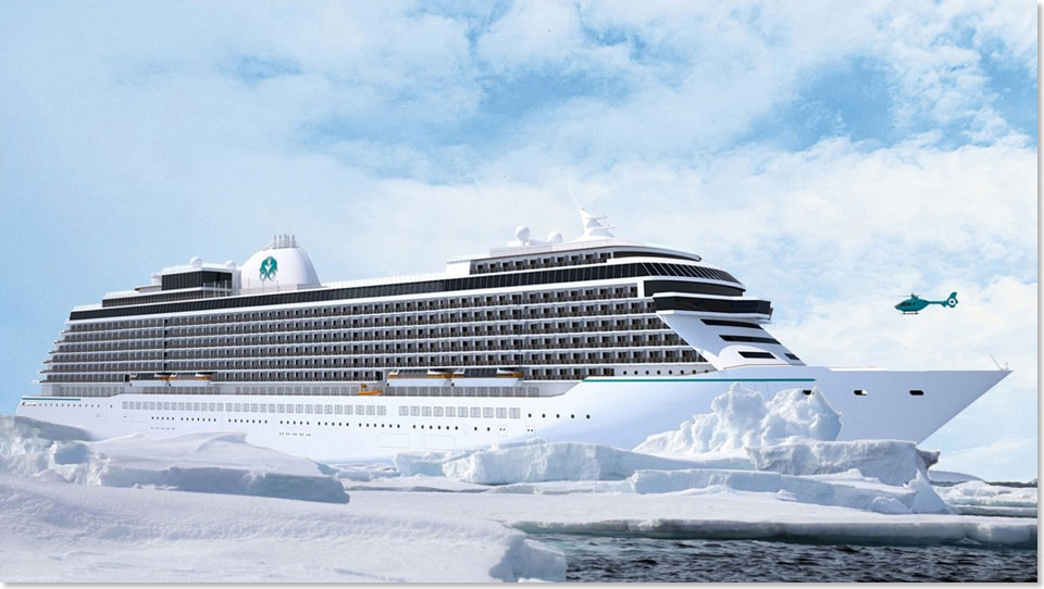 Projektzeichnung der neuen Hochseeschiffe von Crystal Cruises.