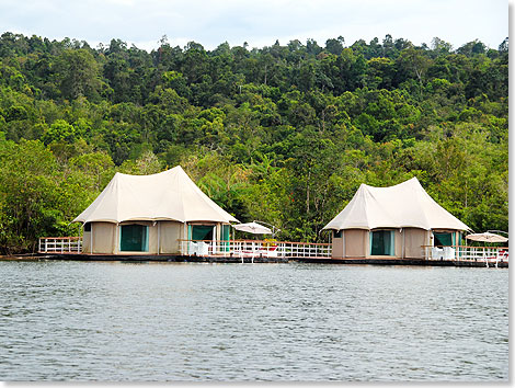 ... erreichen wir das letzte Ziel der Reise, das zugleich eins der schnsten ist: die 4-Rivers-Floating-Lodge, ein Luxus-Zelthotel mitten auf dem Fluss.