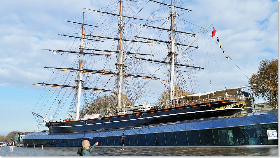 Die legendre CUTTY SARK auf dem Trockenen in Greenwich. 