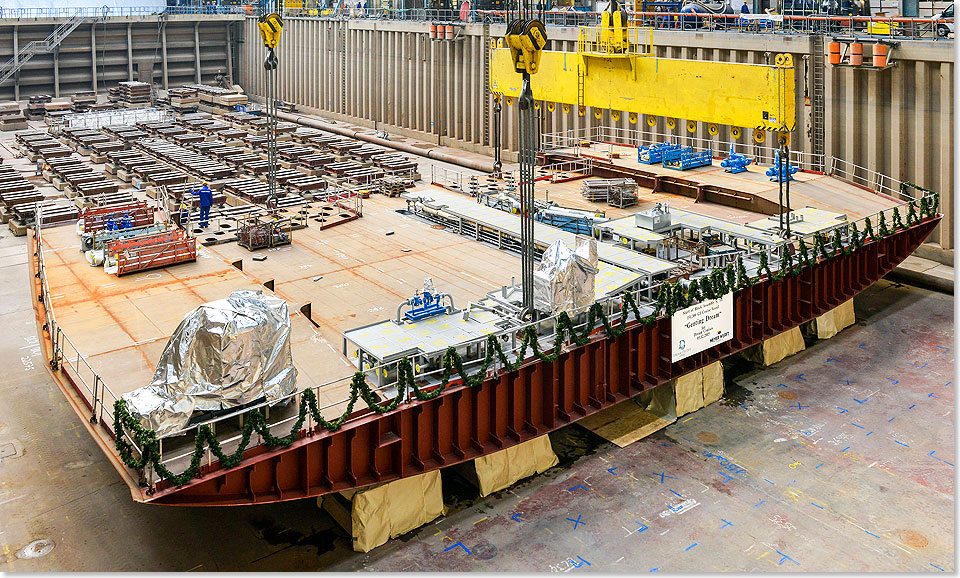 Auf der Papenburger Meyer Werft erfolgte am 3. Dezember im berdachten Baudock II die offizielle Kiellegung fr das Kreuzfahrtschiff GENTING DREAM.