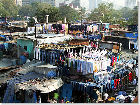 Die Wscherei Dhobi Ghat in Mumbai.