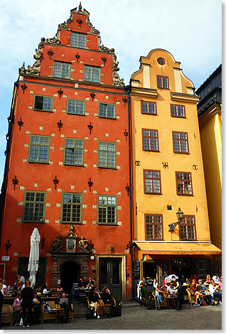 Farbenfrohe Fassaden in der Gamla Stan.