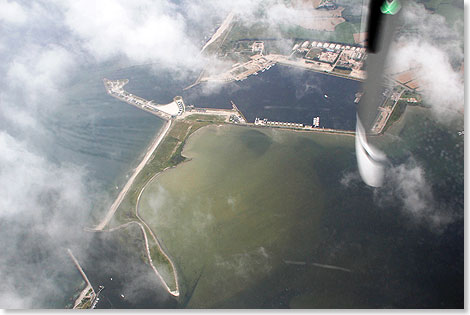 Schleimuende mit dem ehemaligen Marinehafen Olpenitz.