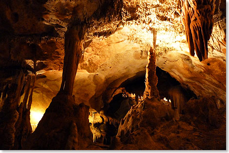 Ein Schfer entdeckte sie auf der Suche nach einem entlaufenen Lamm ‒ die ffnung zur Grotte de la Madelaine. Die gewaltige Tropfsteinhhle reicht tief in die Berge hinein und ist heute dank Stufen und Gelnder sicher zu betreten. Eine beeindruckende Lichtfhrung dramatisiert die Gre von Stalagmiten und Stalagtiten.