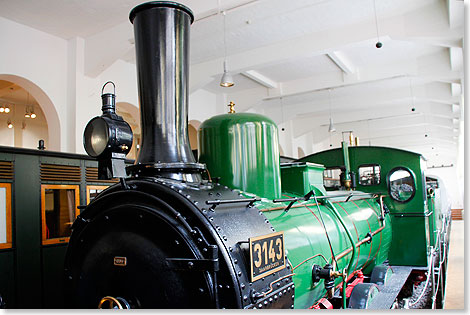 Historische Dampflokomotive Licaon von 1851 der ehemaligen Kaiser Ferdinands-Nordbahn.