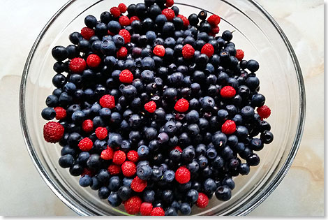 Die letzte Portion Blau- und Erdbeeren aus dem Saimaa-Wald.