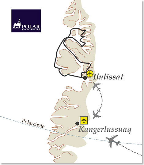 ... zeigt die Fahrtroute der CAPE RACE.