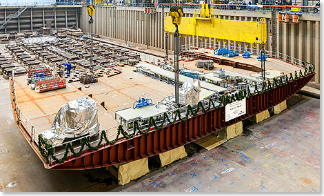 Foto: Meyer Werft, Papenburg Kiellegung der GENTING DREAM bei der Meyer Werft in Papenburg.