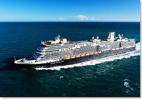 Foto: Fincantieri, Marghera Die KONINGSDAM auf Probefahrt im Januar 2016.