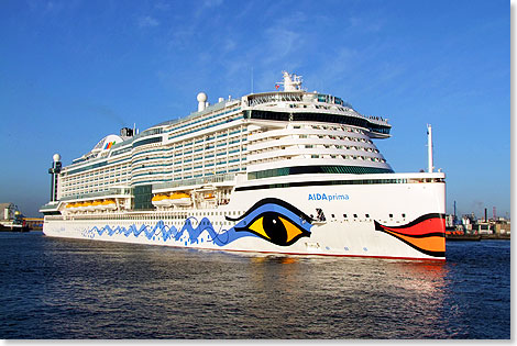 Foto: Christian Eckardt, Bremerhaven In Sachen Umweltschutz setzt die AIDAprima nach Angaben von AIDA Cruises neue Maßstäbe.
