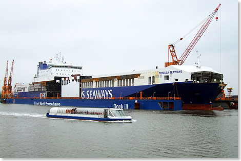 Die Verlngerung der PRIMULA SEAWAYS war das letzte groe Projekt der Lloyd Werft in diesem Jahr.