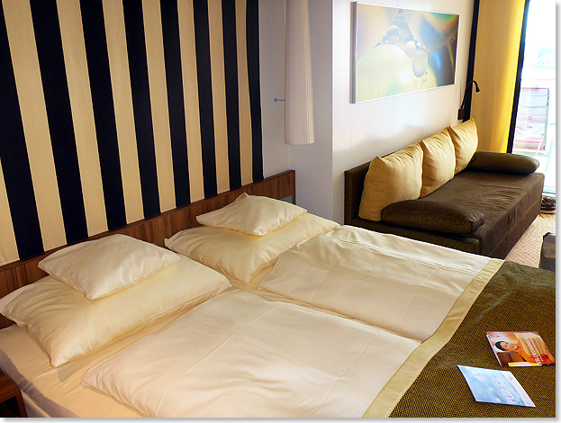 Die Kabinen der AIDAprima bieten den gewohnten Look: Blick in eine Verandakabine Komfort auf Deck 15.