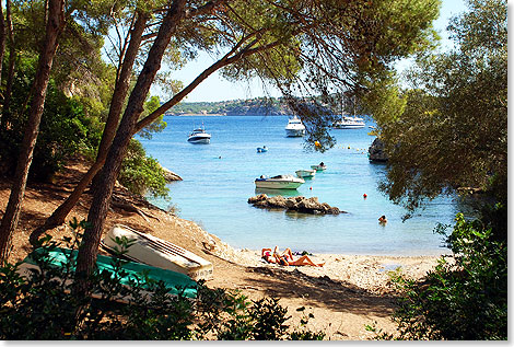 Kleine vertrumte Buchten entlang der Cala Fornells laden zum Sonnenbad ein.