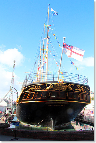 Der frhere Transatlantik-Liner GREAT BRITAIN aus dem Jahr 1845 ist als Museumsschiff eine der Sehenswrdigkeiten Bristols. 