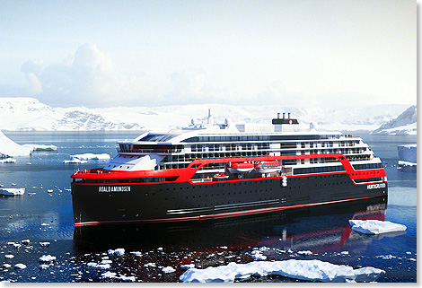 Die ROALD AMUNDSEN wird im Juli 2018 an Hurtigruten abgeliefert.