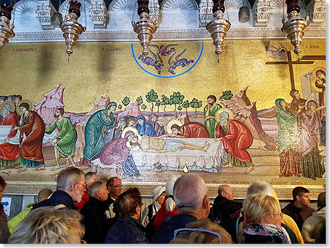 Jerusalem  Vortrag vor dem Bildnis der Grablegung Jesu.