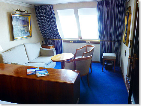 Die vier Junior-Suiten bieten als Alleinstellungsmerkmal einen traumhaften Blick über den Bug des Schiffes.