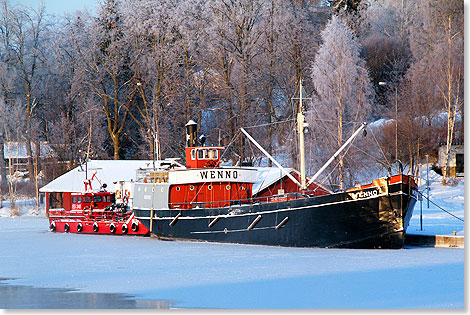 SS WENNO ist der lteste noch betriebsfhiger Frachter auf dem Saimaa See in Puumala, Finnland.